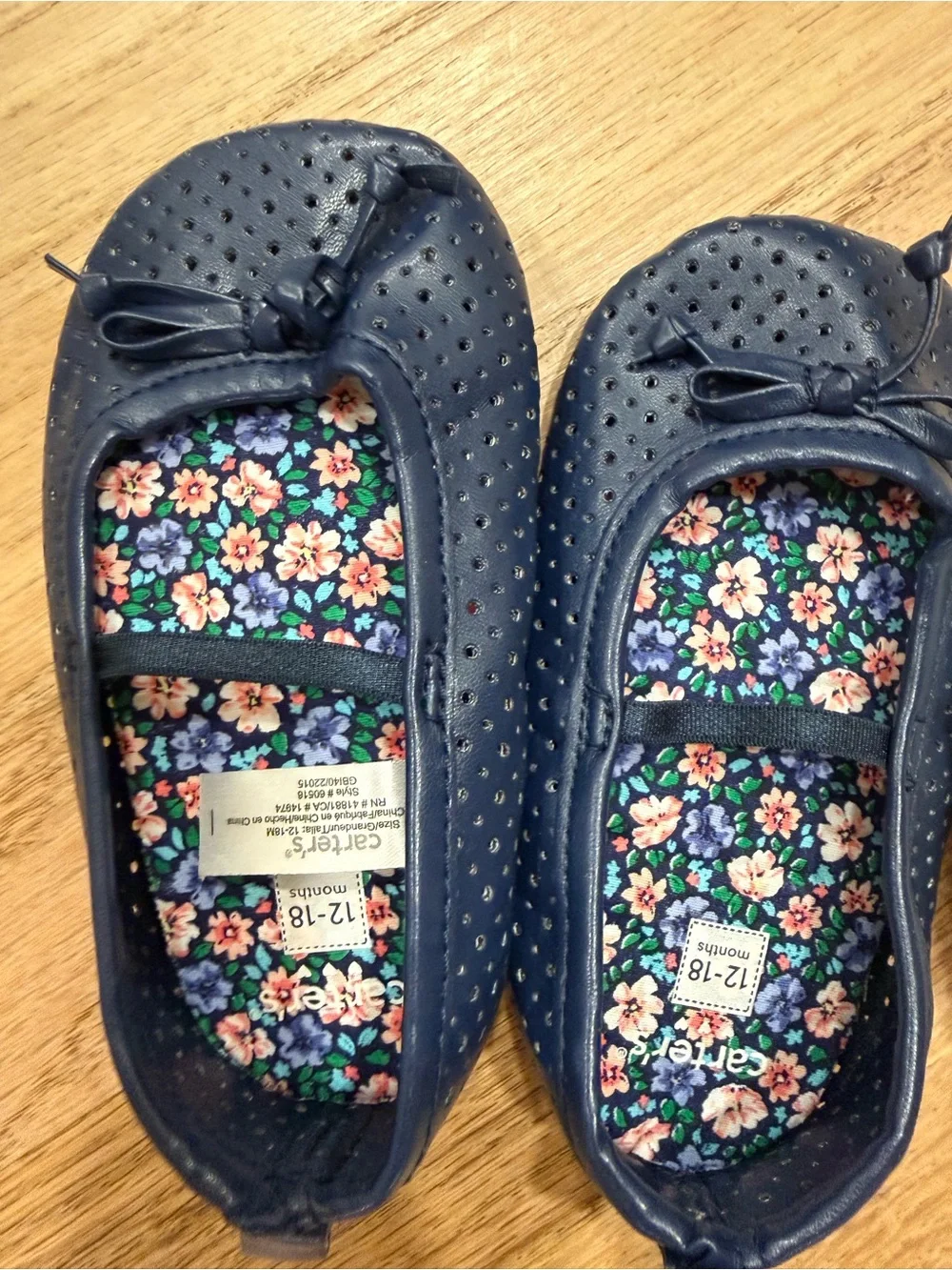 GAP Navy Floral Lined Kids Ballet Flats